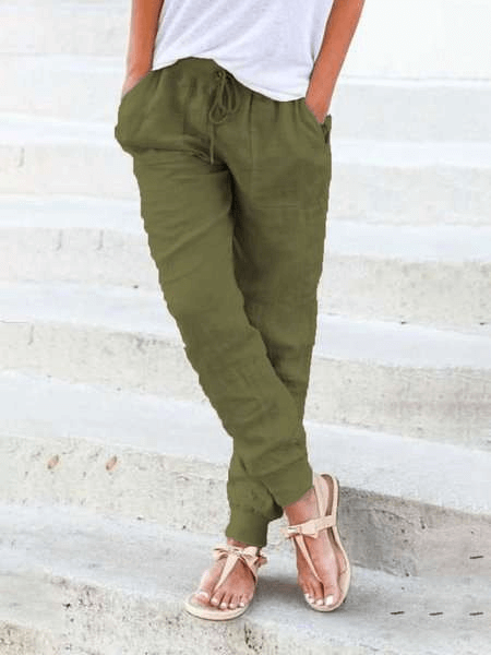 Cotton and linen pants sleek-selections