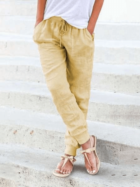 Cotton and linen pants sleek-selections