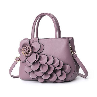 PU leather flower shoulder bag - Stylish Women's Handbag