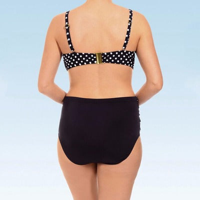 Black and white wave dot bikini sleek-selections