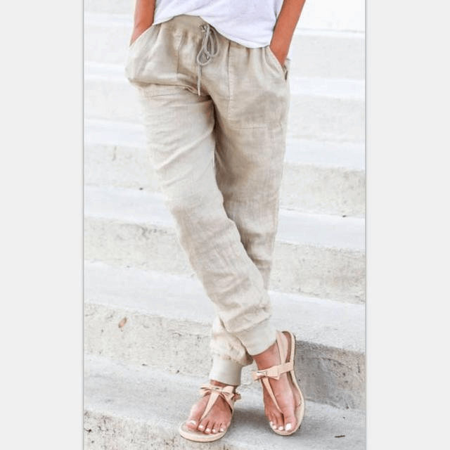 Cotton and linen pants sleek-selections