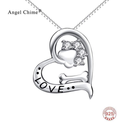 Sterling Silver Love My Dog Pendant Necklace sleek-selections