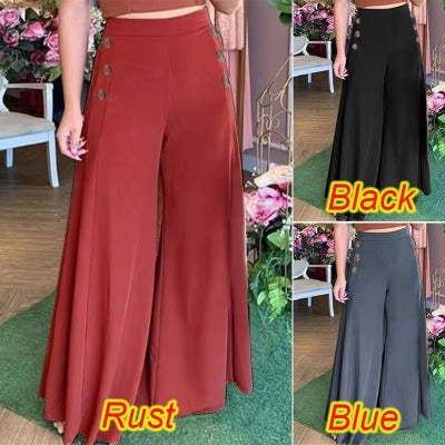 Elastic High-waist Wide-leg Pants