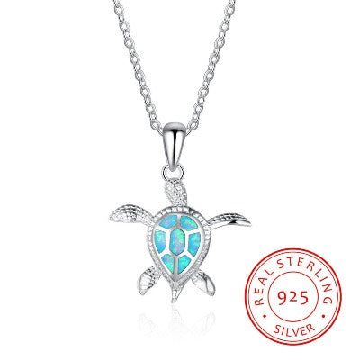 turtle Opel Beach Sterling Silver Pendant Necklace sleek-selections