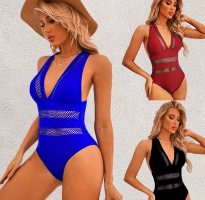 Deep V One Piece Swimsuit sleek-selections