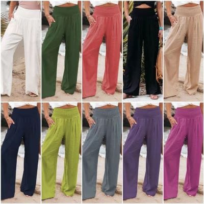 Casual Wide Leg Cotton Linen Loose Pants