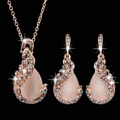 water drop earring and necklace set pearl