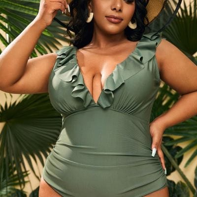 Plus Size Ruffle One Piece Swimsuit sleek-selections