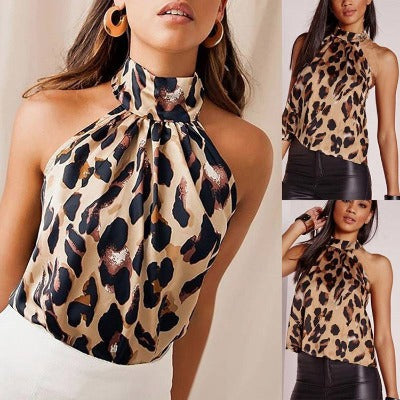 Leopard print halter Top sleek-selections