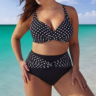 Black and white wave dot bikini sleek-selections