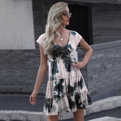 Tie Dye Print Loose Dress sleek-selections