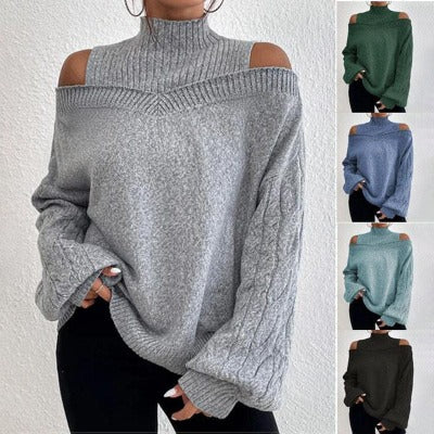 Lantern Sleeves Drop Shoulder Sweater - Cozy & Stylish