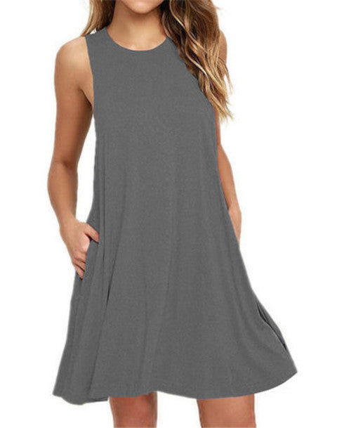 Summer Women Casual Pocket Dress Ladies T Shirt Dresses sleek-selections