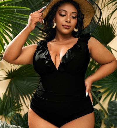 Plus Size Ruffle One Piece Swimsuit sleek-selections